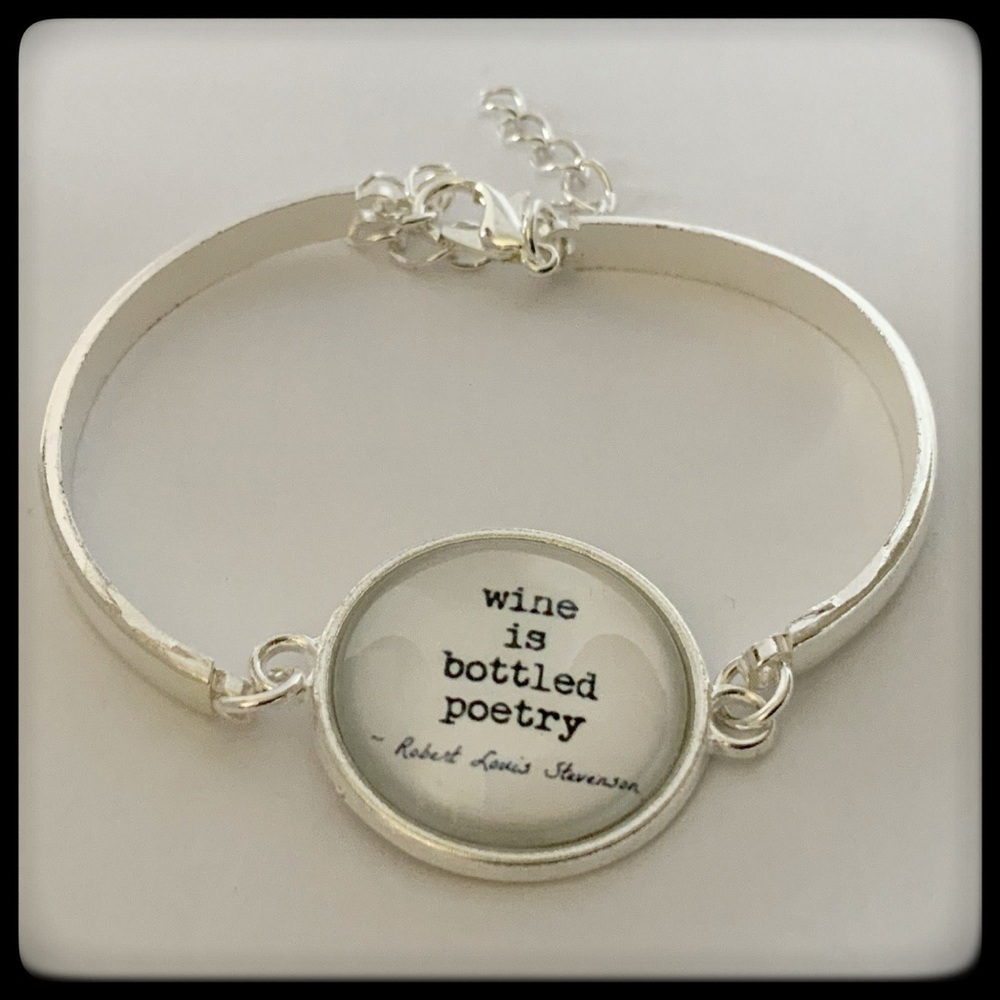 🆕 ✅ SILVER GLASS CABOCHON BRACELET